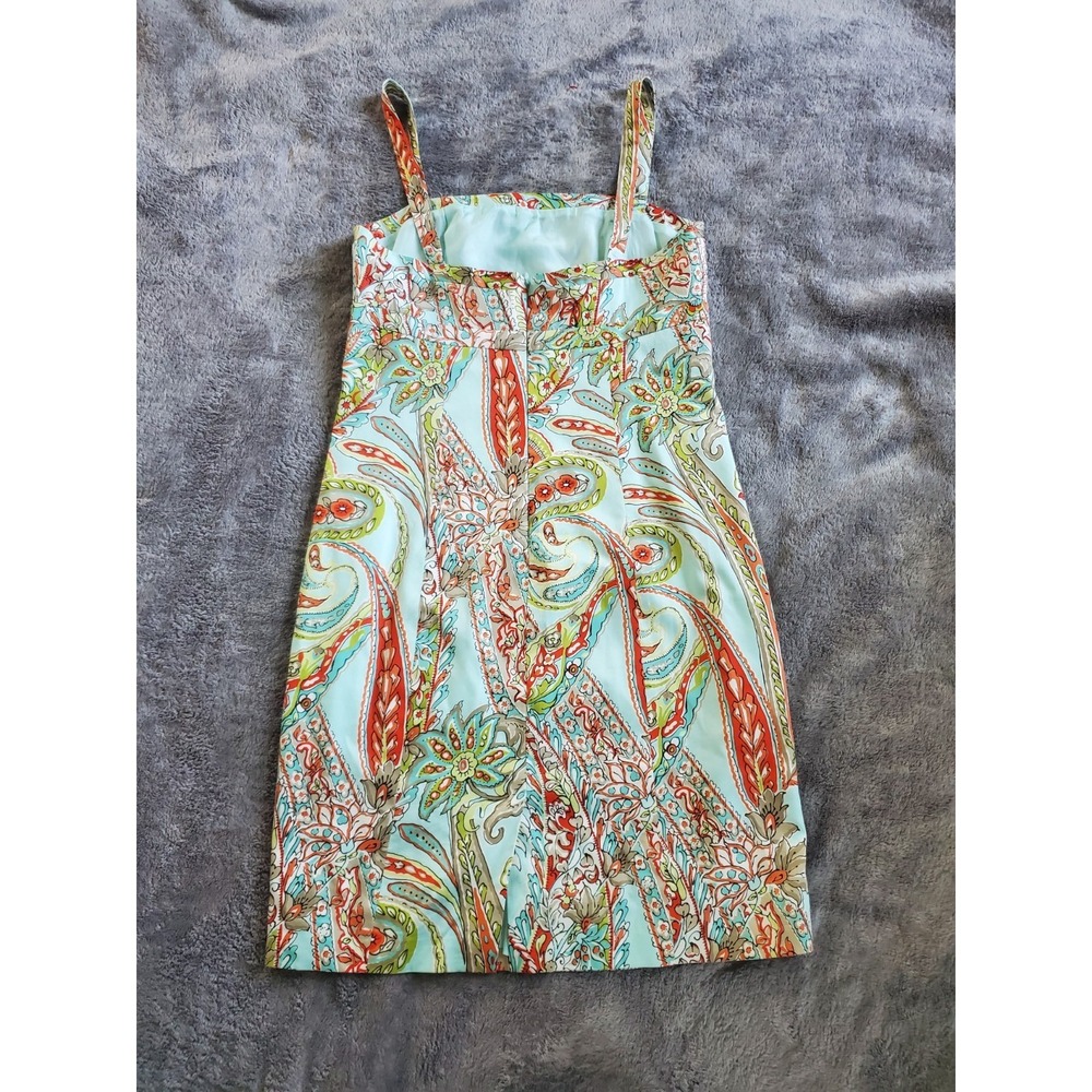 Tommy Bahama Blue Orchid Sunset Paisley Tropical Cotton Dress SILK Lined Size 6 - Picture 3 of 8